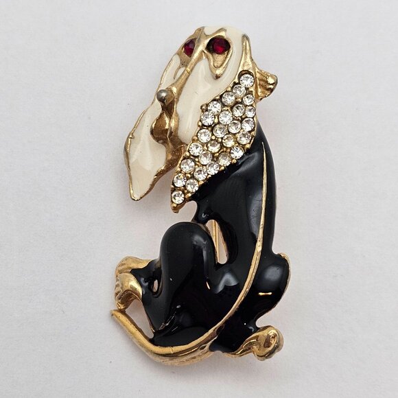 Vtg Brooch & Earrings Bassett Hound Dog 70s Classy Elegant Statement Jewelry Set - Picture 3 of 16